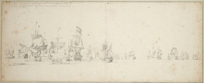 Fríská eskadra leží u pobřeží Skotska od Willem van de the Elder Velde