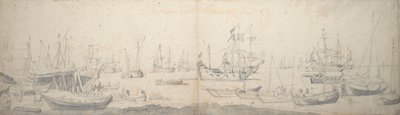 Weyschuits, kaag a holandské válečné lodě v Texelu od Willem van de the Elder Velde