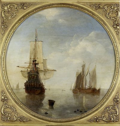 Lodě na kotvách od Willem van de the Younger Velde