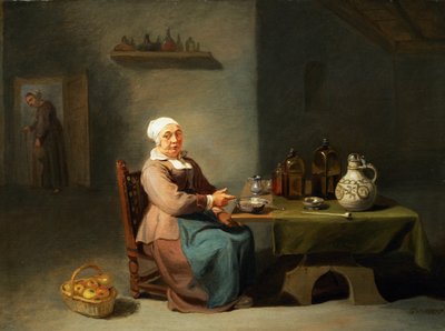 Žena v kuchyni od Willem van the Elder Herp