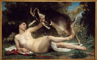 Bacchante Je zastoupena s kozou. Obraz William Adolphe Bouguereau (1825-1905) 1862 Sun. 1,15 X 1,85 m Bordeaux, Musee des Beaux Arts od William-Adolphe Bouguereau