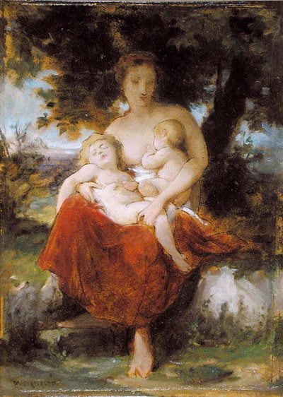 Náčrt pro „Charity“ (olej na papíře položeném na panelu) od William Adolphe Bouguereau