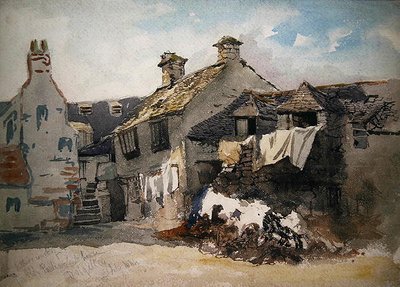 Vnitřní soud ve staré budově parlamentu, Dolgelley, Severní Wales (akvarel na papíře) od William Evans