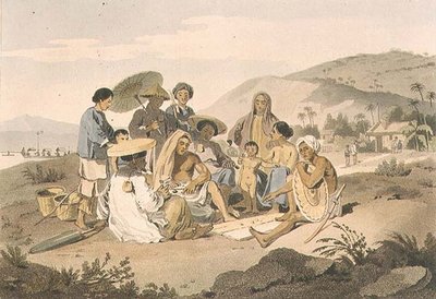 Skupina Cochinských Číňanů, deska 14 z „Voyage to Cochinchina“ od Johna Barrowa (1764-1848), vyrytého Thomasem Medlandem (1755-1823) 1806 (akvatinta) od William (after) Alexander