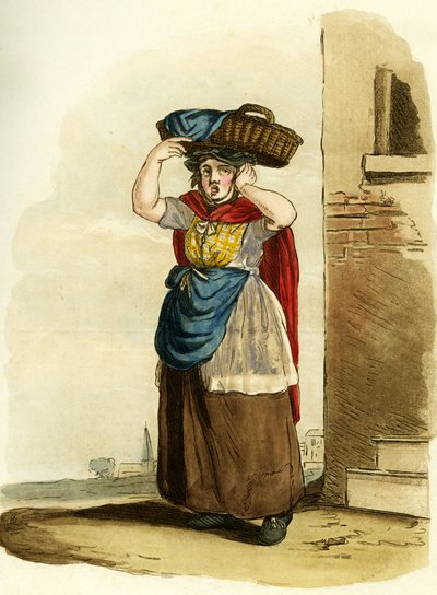 Prodavačka ryb, Anglie. Anglické rytí od William (after) Alexander
