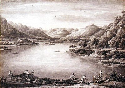 Pohled na Head of Ullswater směrem k Patterdale, vyrytý Chatelinem a Masonem od William (after) Bellers