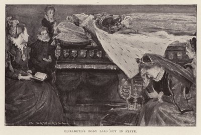 Tělo Alžběty I. bylo uloženo do hrobu, hospoda. 1898 (litografie) od William (after) Hatherell