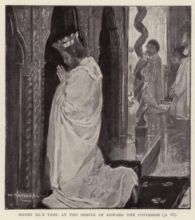 Bdění Jindřicha III. u svatyně Eduarda Vyznavače (litografie) od William (after) Hatherell
