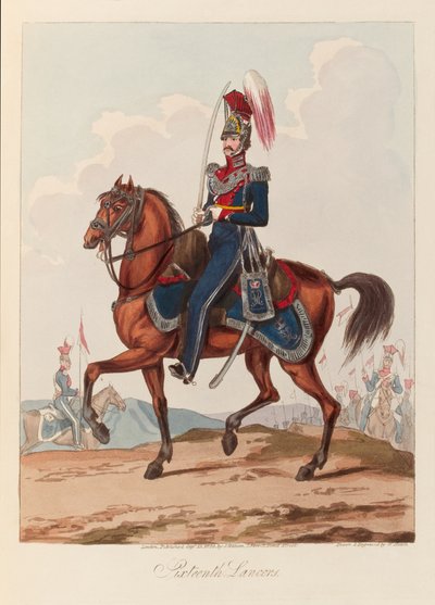 „Šestnáctí kopiníci“ (akvatinta, barevní) od William (after) Heath