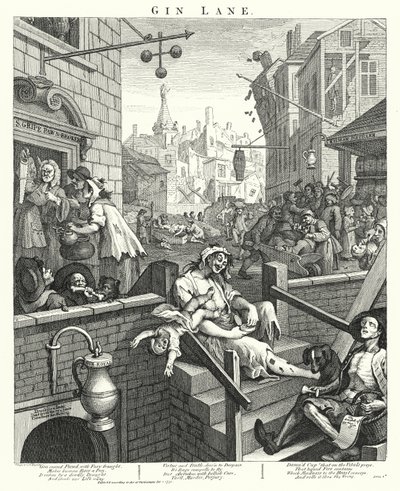 Gin Lane (rytina) od William (after) Hogarth
