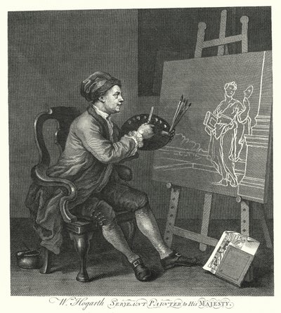 Autoportrét anglického umělce Williama Hogartha (rytina) od William (after) Hogarth