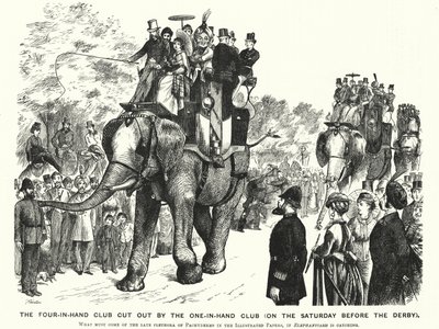 Punch cartoon: The Four-in-Hand Club Vystřižený klubem One-in-Hand (v sobotu před derby) (rytina) od William (after) Ralston