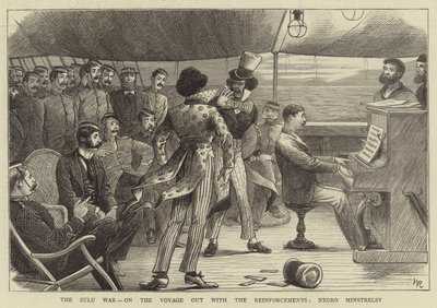 Válka Zuluů, na cestě s Posilami, černá Minstrelsy (rytina) od William (after) Ralston