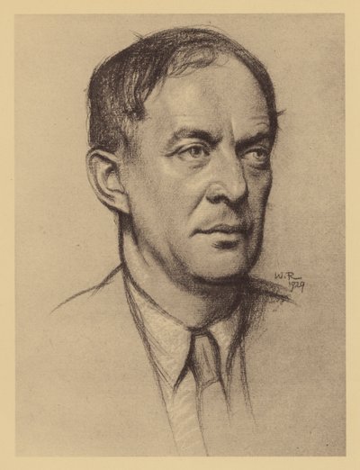 Portrét Waltera de la Mare (litografie) od William (after) Rothenstein