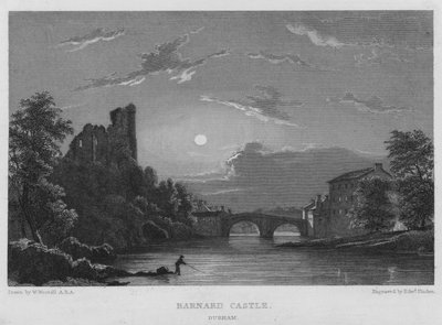 Barnard Castle, Durham (rytina) od William (after) Westall