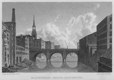 Blackfriars Bridge, Manchester (rytina) od William (after) Westall