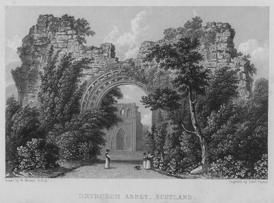 Dryburgh Abbey, Skotsko (rytina) od William (after) Westall