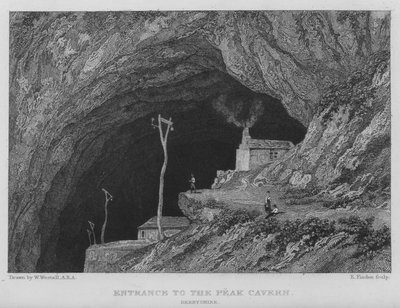 Vchod do Peak Cavern, Derbyshire (rytina) od William (after) Westall
