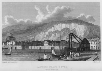Místo přistání, Dover, Vnější přístav (rytina) od William (after) Westall
