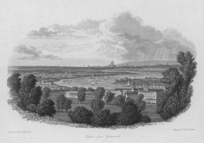 Londýn z Greenwiche (rytina) od William (after) Westall