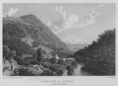 Lynmouth a Linton, North Devonshire (rytina) od William (after) Westall