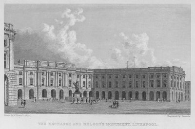Burza a Nelsonův pomník, Liverpool (rytina) od William (after) Westall