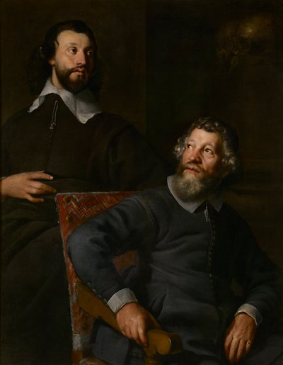 Portrét dvou pánů, zvaných Nicholas Stone a jeho syna (olej na plátně) od William (attr. to) Dobson