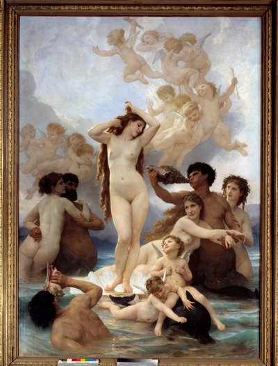 Obraz Zrození Venuše od Williama Adolphe Bouguereaua (1825-1905). 1879. Slunce 3x2,15 m Musee d
