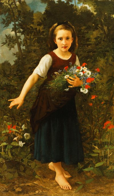 Holčička u potoka držící svazek květin, 1886 od William-Adolphe Bouguereau