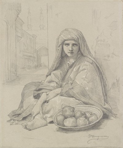 Severoafrická dívka prodávající granátová jablka, konec 19. století od William Adolphe Bouguereau