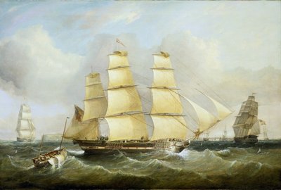 Loď Morley a další lodě. Olej na plátně od William Adolphus Knell