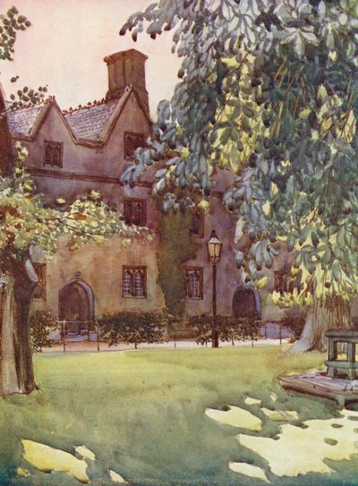 Balliol College ze zahrady (barevná litografie) od William Ainsworth Wildman