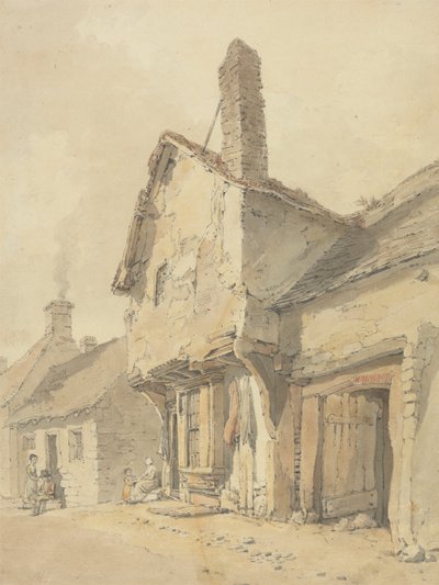 Vesnická ulice, postavy starých chalup od William Alexander