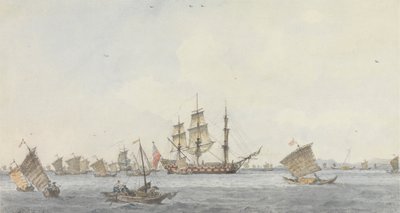 Hindostan u Anchor v průlivu Mi-a-tau města Ten-choo-fou u vchodu do Pekinského zálivu od William Alexander