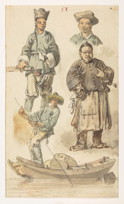f.11 58 Studie čínštiny,  z alba 372 kreseb krajin, pobřeží, kostýmů a každodenního života vytvořených během velvyslanectví lorda Macartneyho u čínského císaře v letech 1792 až 1794 (tužka a akvarel na papíře) od William Alexander