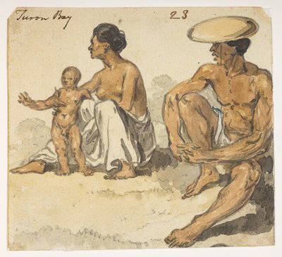 f.4 23 Man, woman and child of ‘Turon Bay.’  from an Album of 372 drawings of landscapes, coastlines, costumes and everyday life made during Lord Macartney