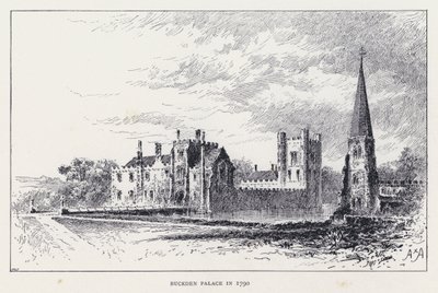 Buckdenský palác v roce 1790 (rytina) od William Alexander Ansted