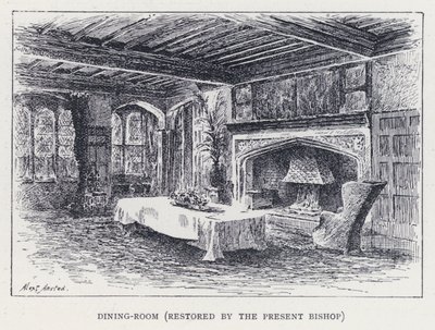 Jídelna, restaurována současným biskupem (rytina) od William Alexander Ansted