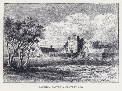 Hrad Farnham před stoletím (rytina) od William Alexander Ansted
