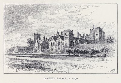 Lambethský palác v roce 1790 (rytina) od William Alexander Ansted
