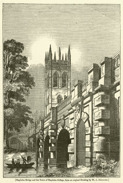 Magdalenský most a věž Magdalen College od William Alfred Delamotte