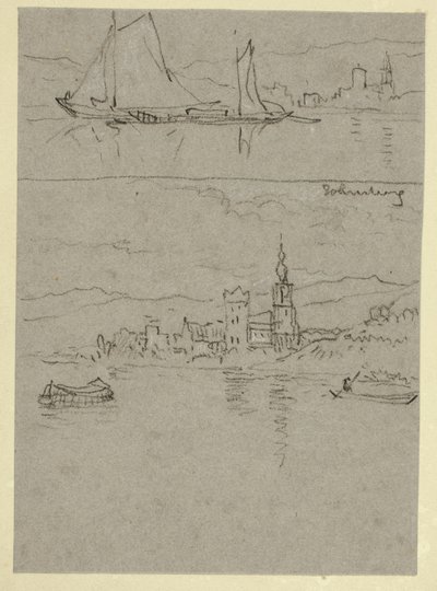 Dvě říční scény od William Alfred Delamotte