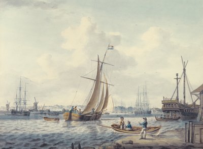 Pohled na Greenwich a Deptford ukazující Royal Naval College a Royal Dockyard, 1789 (wc) od William Anderson