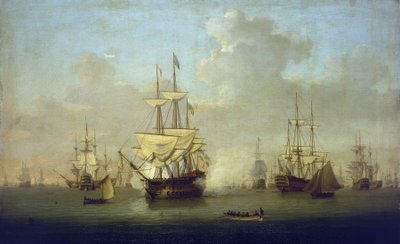 Queen Charlotte, nová válečná loď se 104 děly, ve Spitheadu (Anglie) 1790, v předvečer francouzských revolučních válek (1793-1802). od William Anderson