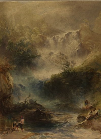 Vodopád Torke, Killarney, asi 1860 (akvarel a tužka na papíře) od William Andrews Nesfield