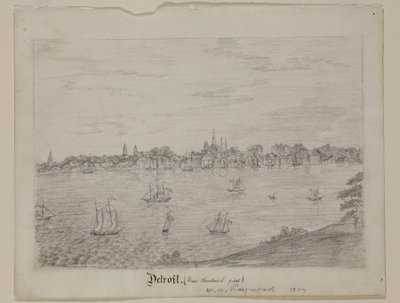 Detroit, cca 1837 (grafitová tužka na bílém tkaném papíře) od William Asa Raymond