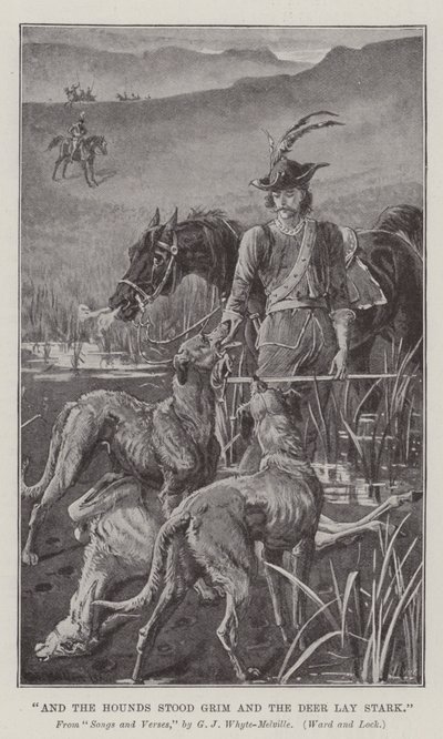 A ohaři stáli zachmuřeně a jelen ležel ostře od William Barnes Wollen