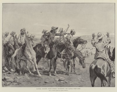 Kaffirs, držící náhradní koně, svědky bitvy z dálky od William Barnes Wollen