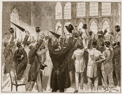 Setkání Jingoes v Guildhall, Londýn, 1878, ilustrace z „Cassell