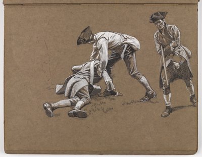 Studie k olejomalbě od Williama Barnse Wollena, ?Bitva u Lexingtonu 1775? od William Barnes Wollen